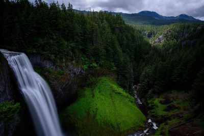 valley with a waterful