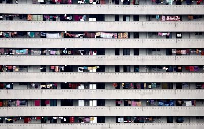 apartment balconies with laundry