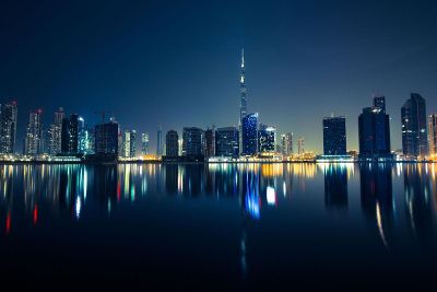 city skyline at night