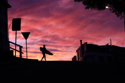 surfer at sunset