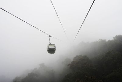 trolley in the fog