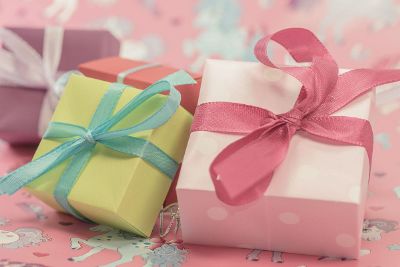 small colorful wrapped gift boxes