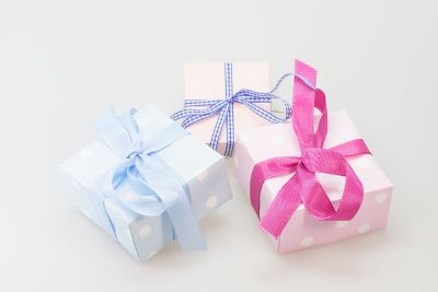 three wrapped gifts