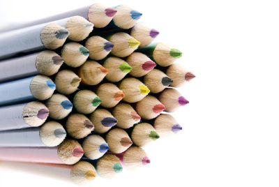 neatly arranged colored pencils