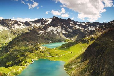 pond under a mountain