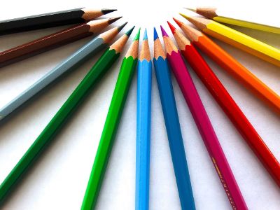 different colored pencils