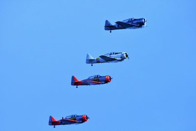 four airplanes in formation