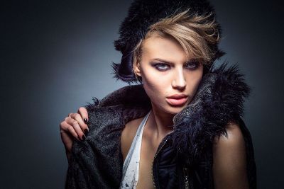 girl in faux fur