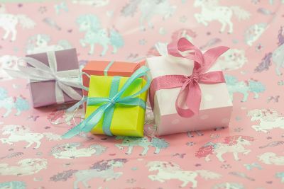 wrapped gift boxes with bows