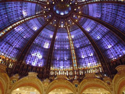 domed atrium with purple glass roof