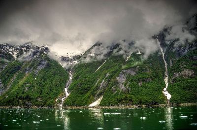 storm over a lake and mountain range