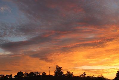 a fiery sky on a sunset