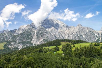 alpine mountains and clouds