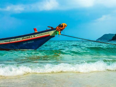 boat anchored at beach