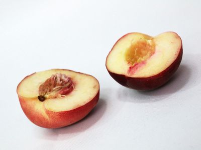 halved peach