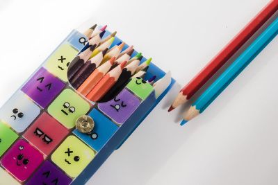 colored pencils with box
