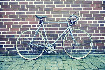 bicycle against wall