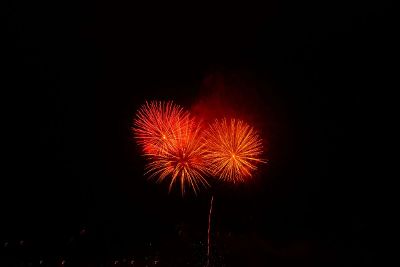 red fireworks at night