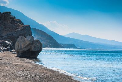 bright blue water at the coast