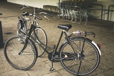 bikes on the sidewalk