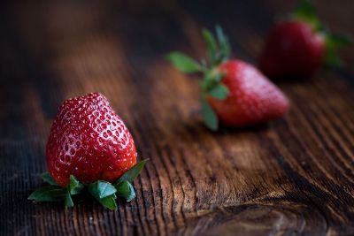 strawberries on a table