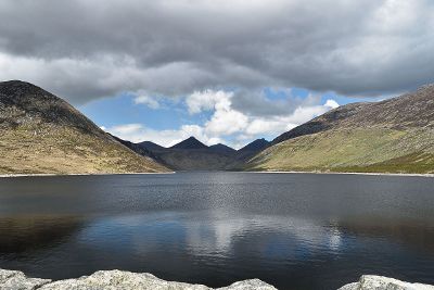 mountain lake before a storm