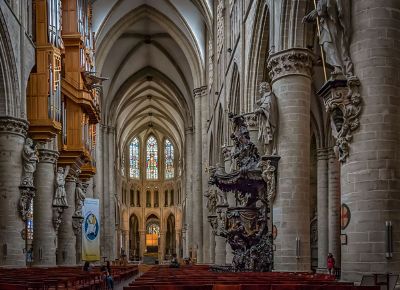 church cathedral interior looking toward altar