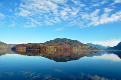 mountain reflected in river