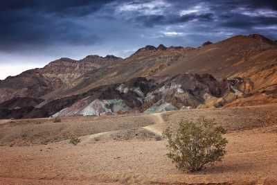 mountains with dark sky