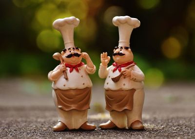 two chef statues