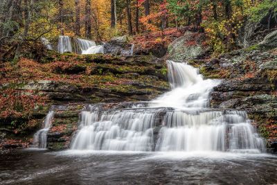 water fall in autumn