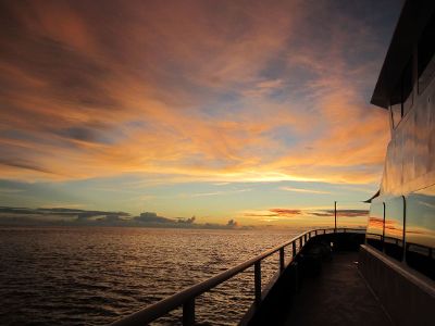 sunset view from boat deck