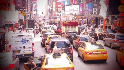 crowded city street