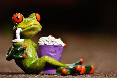 frog watching a movie