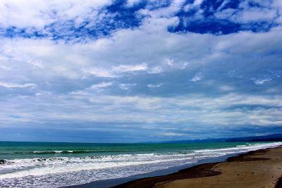 a beach view of the ocean