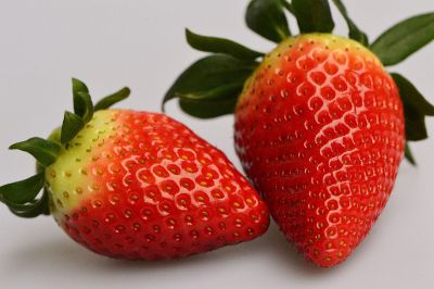 two red strawberries