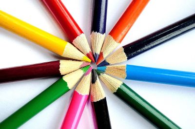 wheel of colored pencils