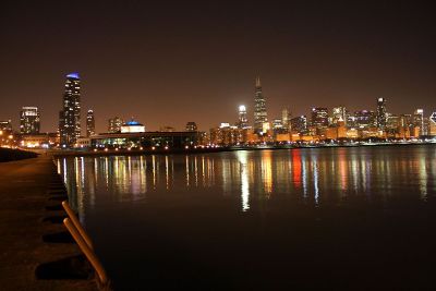 city skyline on the water