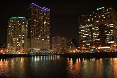 cityscape by water