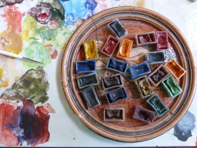 used watercolor paint cakes