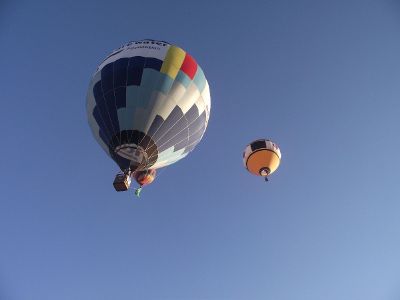 hot air balloons floating in the sky
