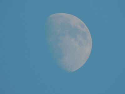 the moon during sunset