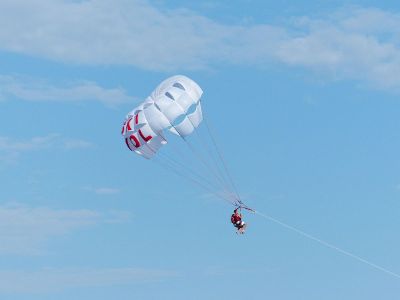 parasailing in the sky