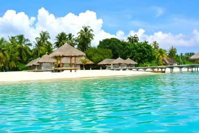 huts on tropical beach