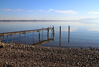empty dock on a calm lake