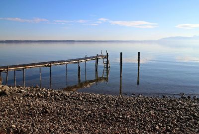 empty dock on a calm lake