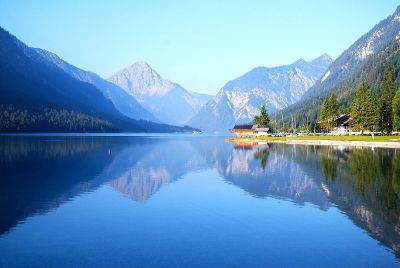 mountain lake and chalet