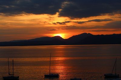 sunset on the port