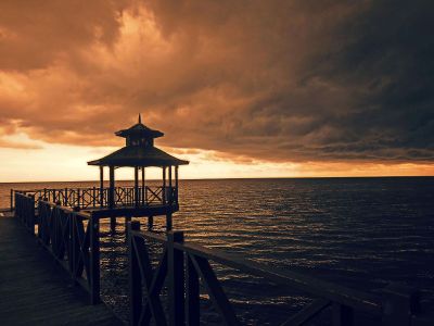 storm rolling in over pier