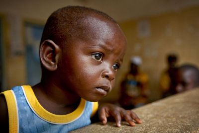 young boy staring